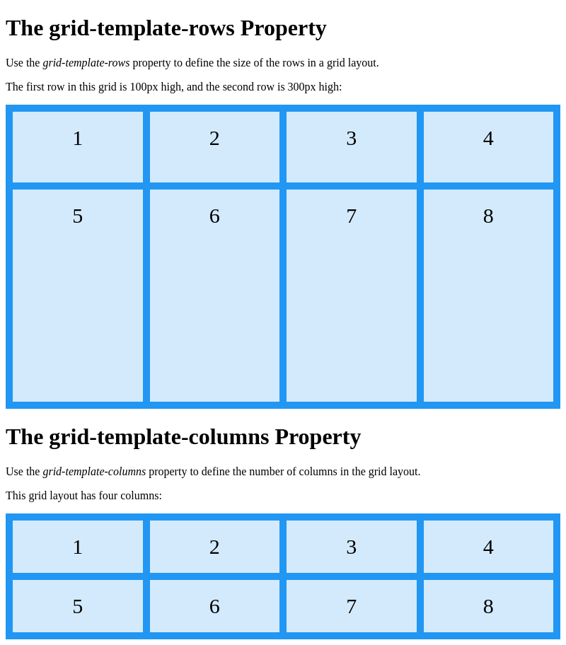 Browser Preview of GRID-TEMPLATE-COLUMNS-ROWS